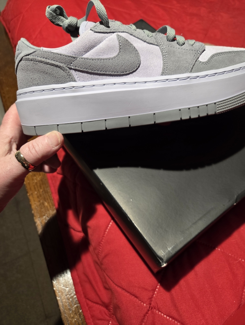New Nike Air Jordan 1 Low-Top Platform Sneaker in Grey An Tint Of Green.Beautifu